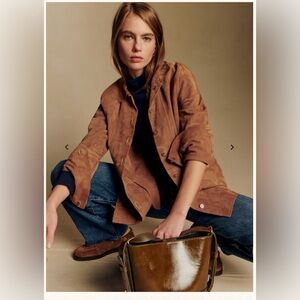 Sezane Tan Suede Will Jacket